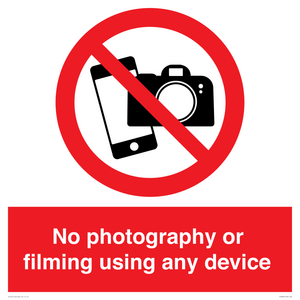 No photography or filming using any device